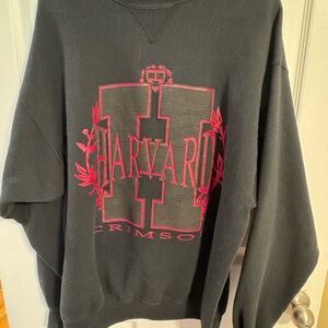 Hanes Black and Red Harvard Men's Crewneck Sweatshirt
